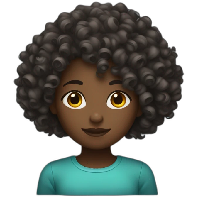 Curly hair dark girl  emoji