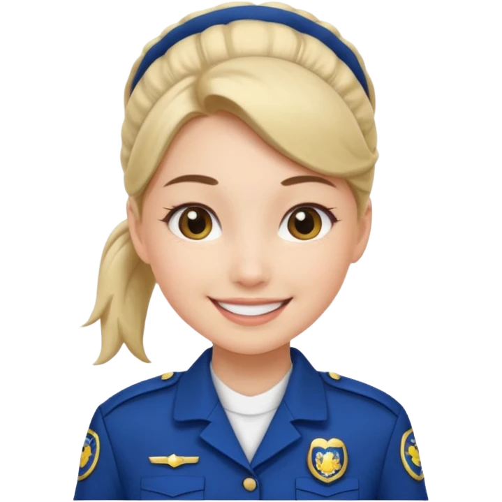 Young Female: ponytail hair, wearing uniform, white skin emoji