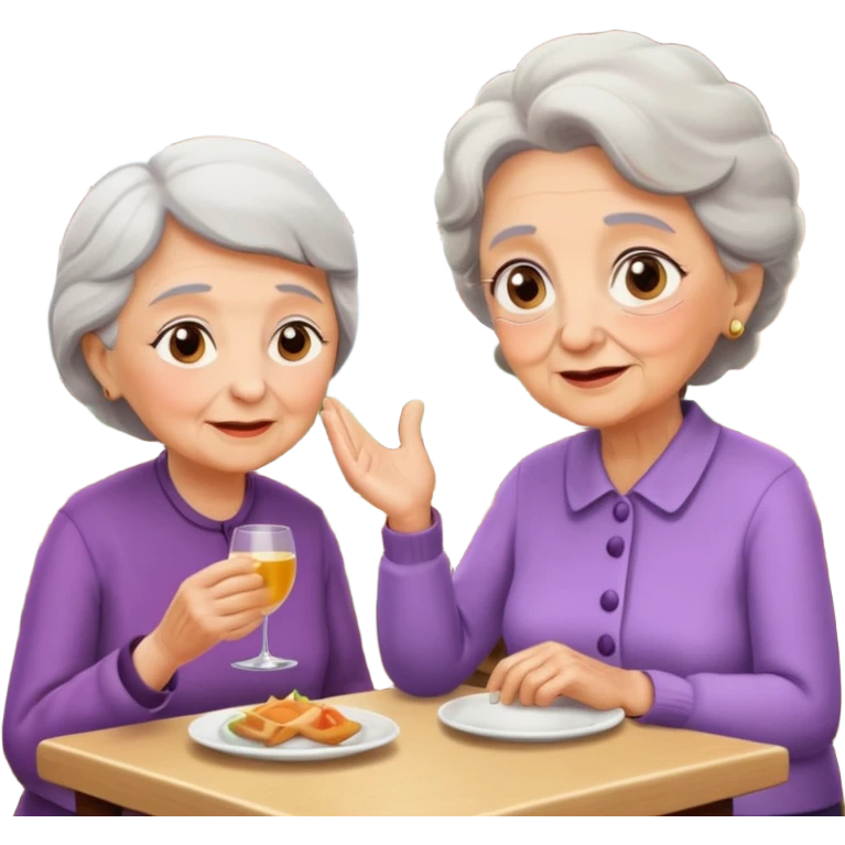 conversación dentro de un restaurant  dos personas y una de las persoans sea una abuela emoji
