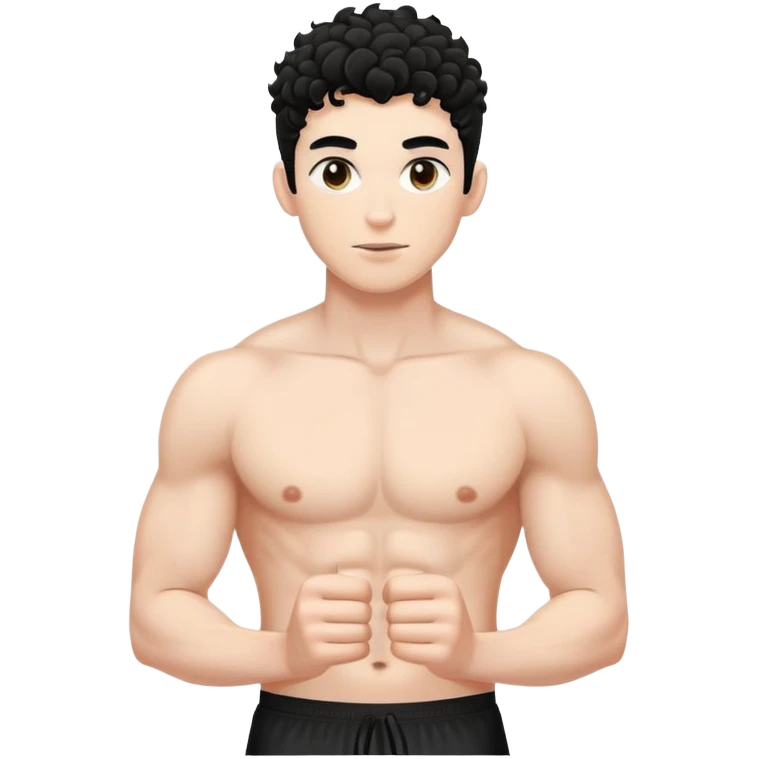 shirtless male athlete with white skin and moderately curly black hair on top with shaved sides emoji
