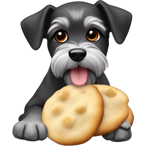 Miniature schnauzer eating pierogis emoji