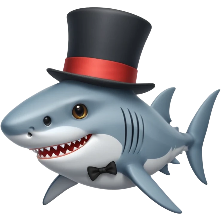 Shark with a top hat emoji