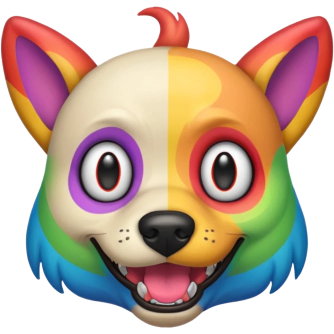 Rainbow dog with Gary wings and a evil face emoji