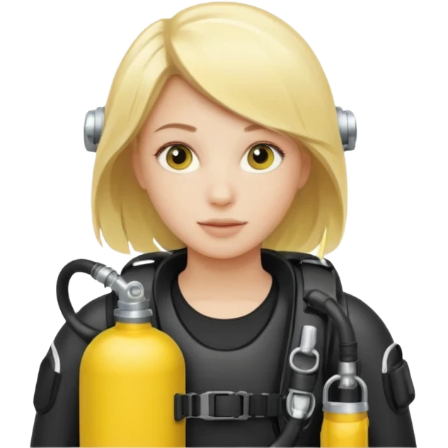 scuba diving girl blonde with yellow oxygen tank emoji