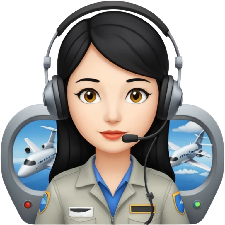 Femme cheveux noir travaille dans le domaine de l'aéronautique emoji