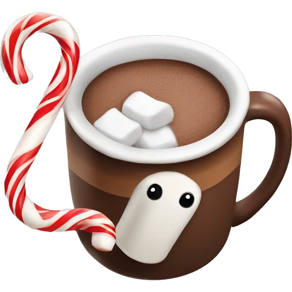  Mug of hot chocolate with marshmallows and a candy cane  emoji
