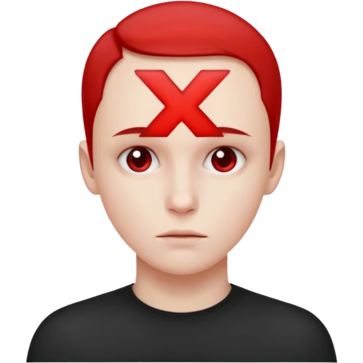Forhead with a red small "x" symbol in the center emoji