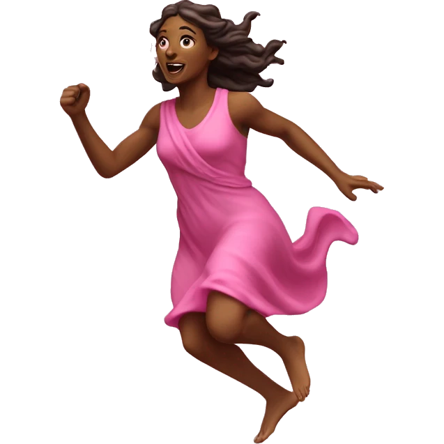 pink Pagan spring goddess sprinting, with a large stride and arms outstretched emoji