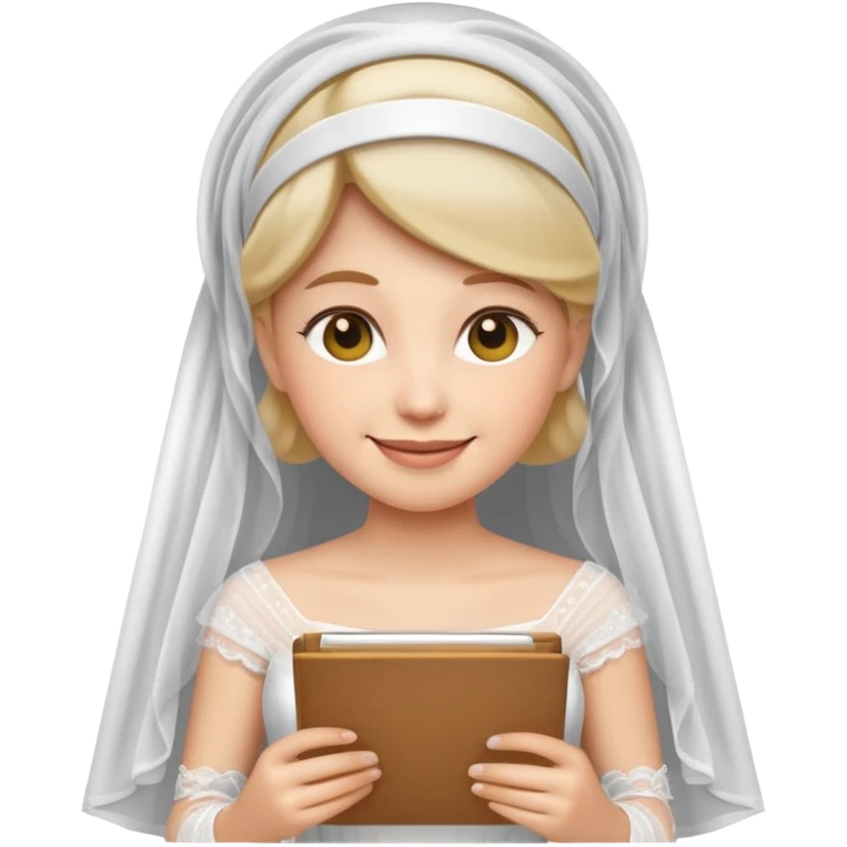 emoji bride smiling, holding a wedding task list emoji