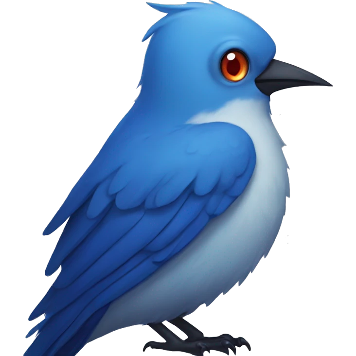Blue bird with vampire fang emoji