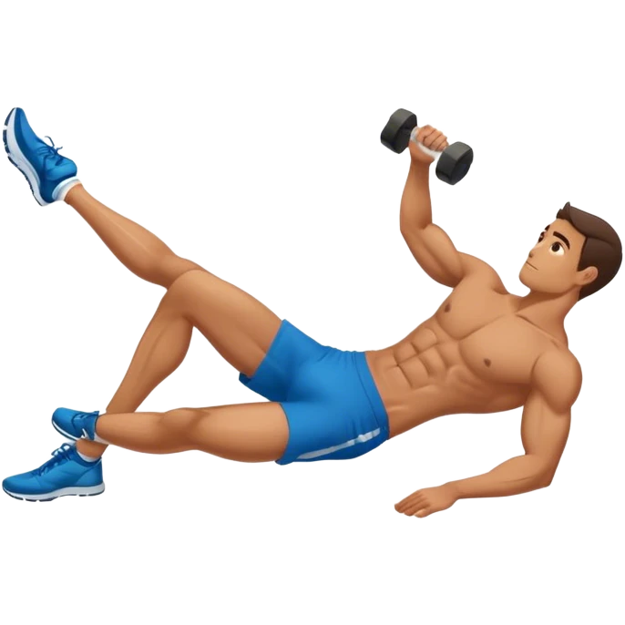 side-view of guy doing decline abdominal Crunches with sixpack emoji