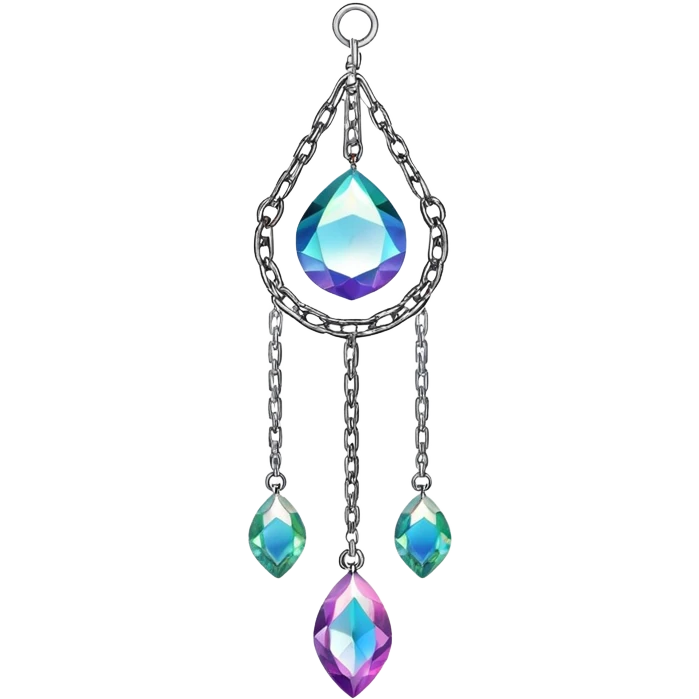 Hanging chained suncatcher with crystal gemstones  emoji