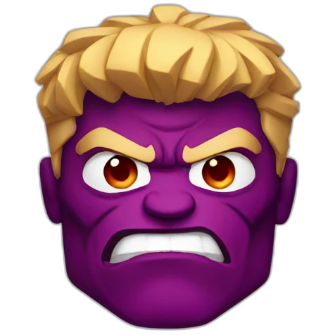 Red hulk with purple eyes and blonde hair emoji