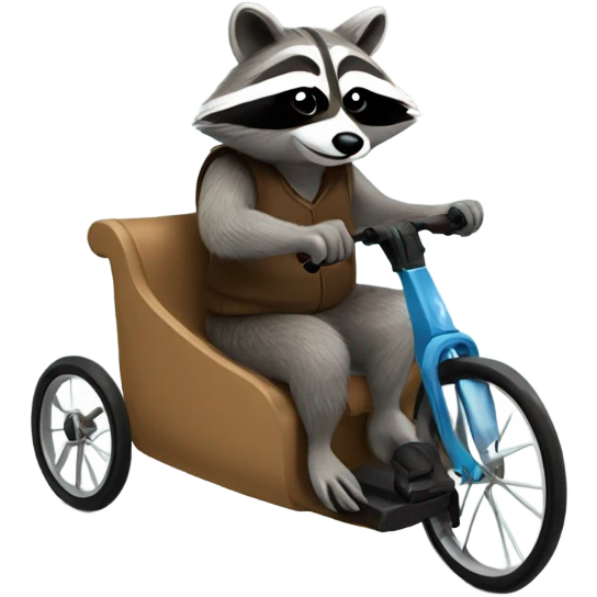 Raccoon riding a recumbent bike emoji