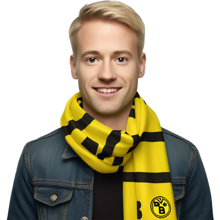 Tobias Negwer with a BVB Borussia Dortmund scarf that shows the logo emoji