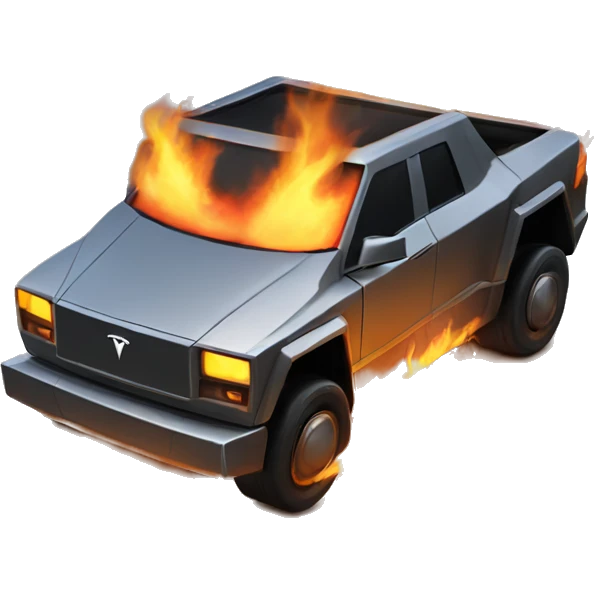 tesla cybertruck on fire emoji