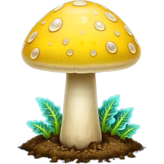 yellow glowing magic mushroom with dirt emoji