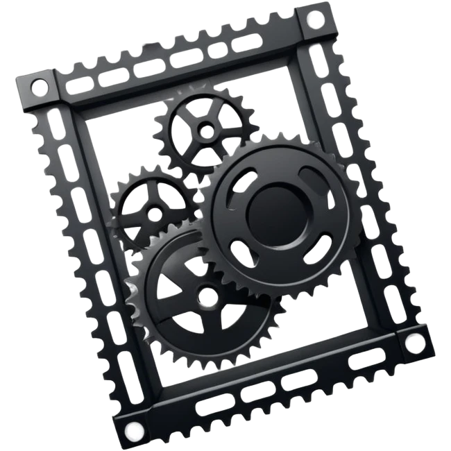 Simple vertical film strip with three frames and sprocket holes, black strip with transparent frames, clean iOS emoji design emoji