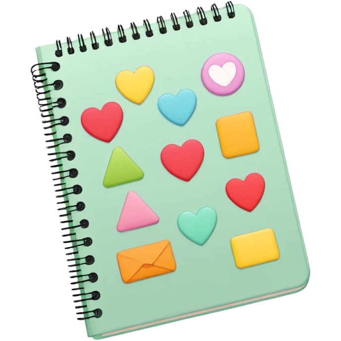 pale green note book with stickers emoji