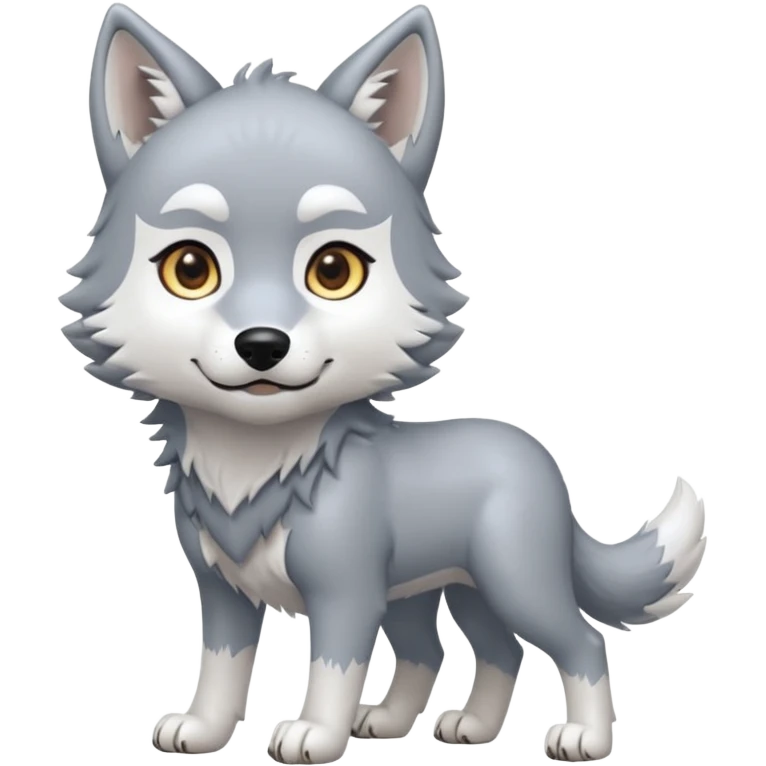 Toony Chibi Cute Ginga Nagareboshi Gin/Silver Fang the wolf (full body) (feral) (4 legs) (canine) emoji