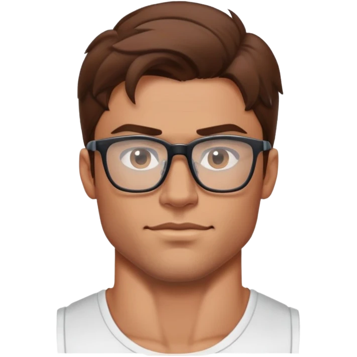 Sexy guy with muscles and glasses with brwn hair emoji