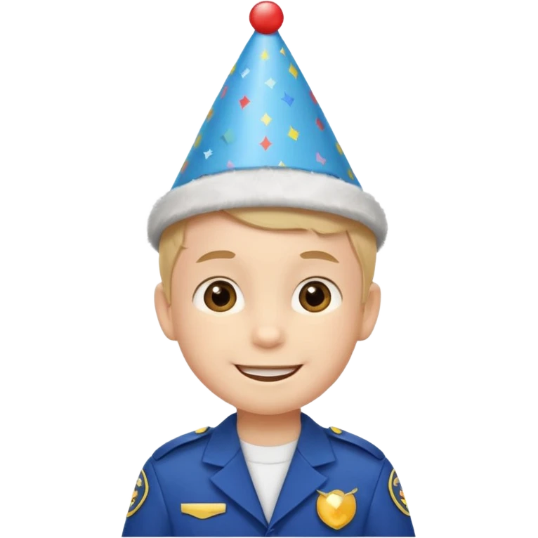 a little boy with birthday hat, wearing uniform















 emoji