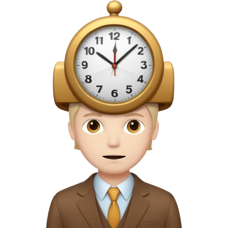 A man with a clock as a head with a brown suit  emoji