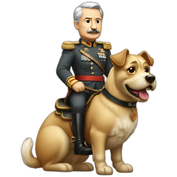 Old german dictator riding a dog emoji