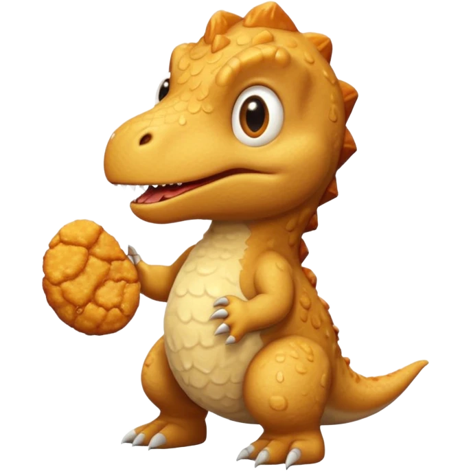 Cute Trex scared of dino chicken nugget emoji