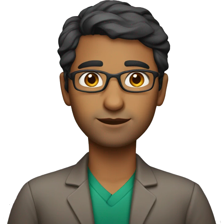 a brown indian science teacher 32 years old with real short hair and thick eyebrows emoji