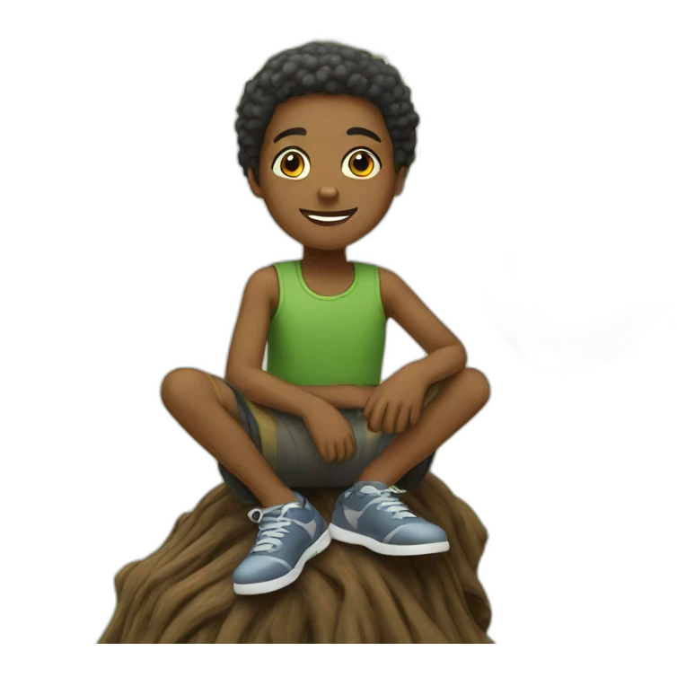 African American sitting on a tree emoji