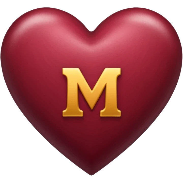 Corazón vinotinto con una m en el centro que se unica emoji