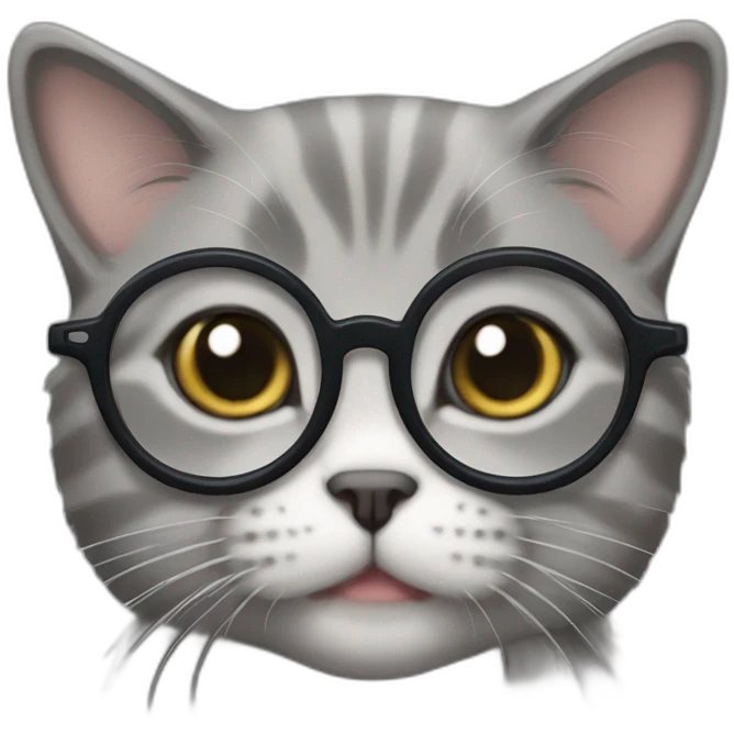 grey munchkin cat with glasses emoji