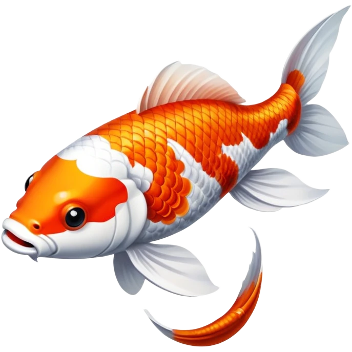 Japanese koi fish, white, and red ￼ emoji