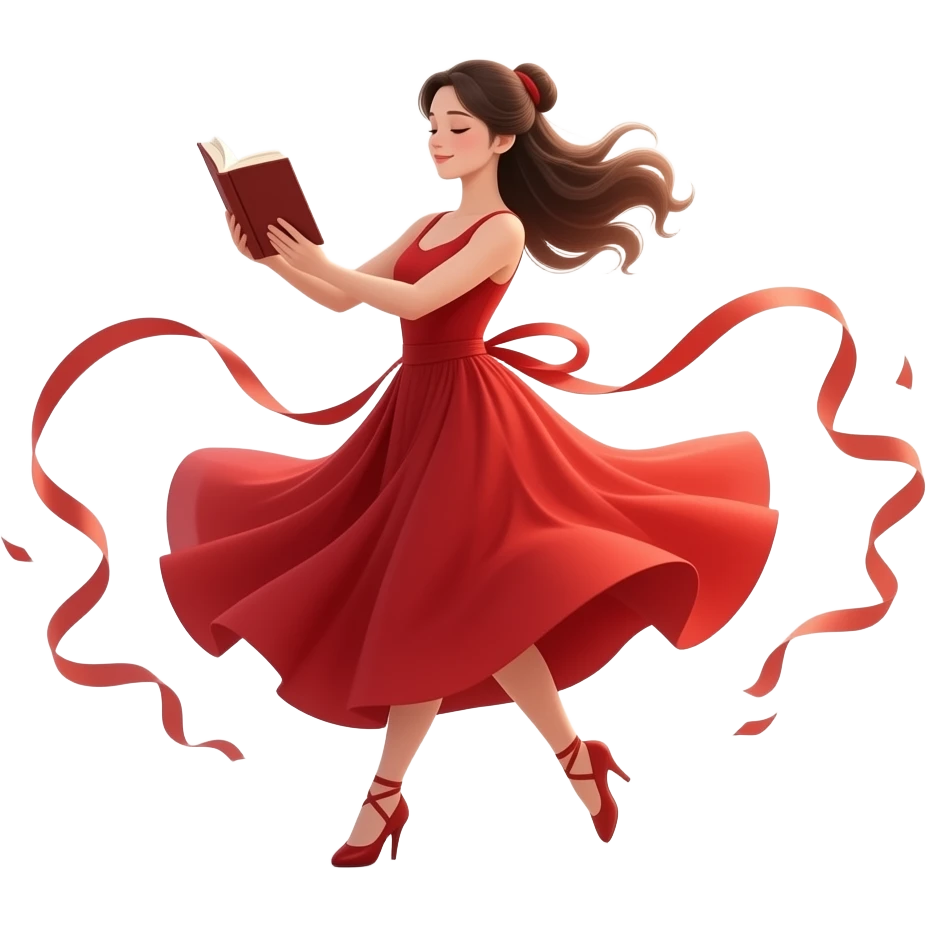A dancing lady with a book emoji