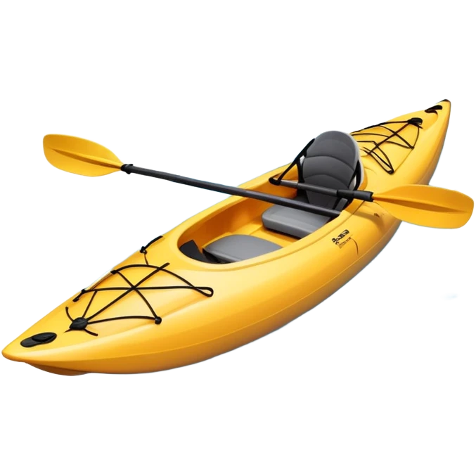 An icon showing a close-up of a sleek kayak with double-bladed paddles gliding through water. Splashes surround the boat as it cuts across a calm surface, symbolizing speed and focus. Transparent background emphasizes the dynamic and personal nature of kayak paddling. emoji