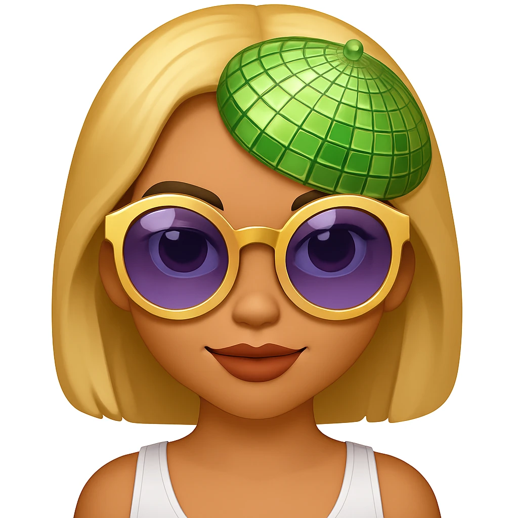 Change the disco ball to green color, keep the rest the same, in the style of emoji (apple style emojis) emoji