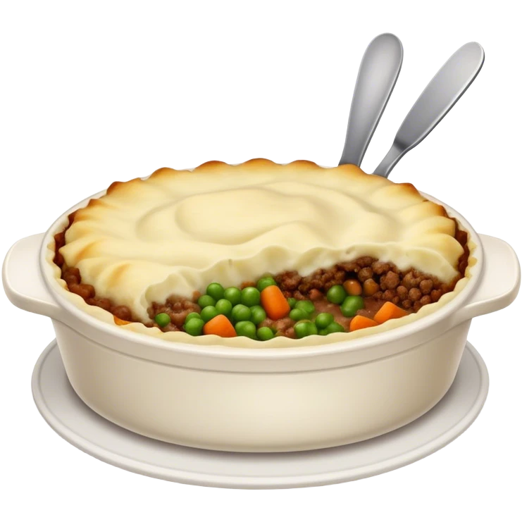 Cinematic Realistic Shepherd's Pie Dish Emoji, depicted with rich, savory minced lamb and vegetable filling topped with creamy mashed potatoes, rendered with exquisite detail and natural warm lighting that highlights its homestyle appeal. emoji