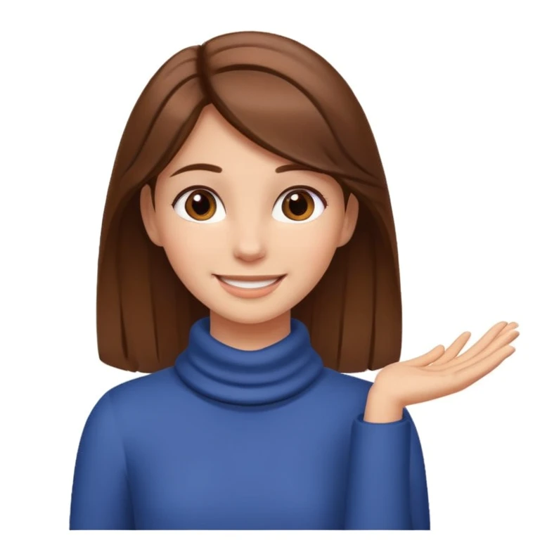 Girl smiling with hands around neck emoji
