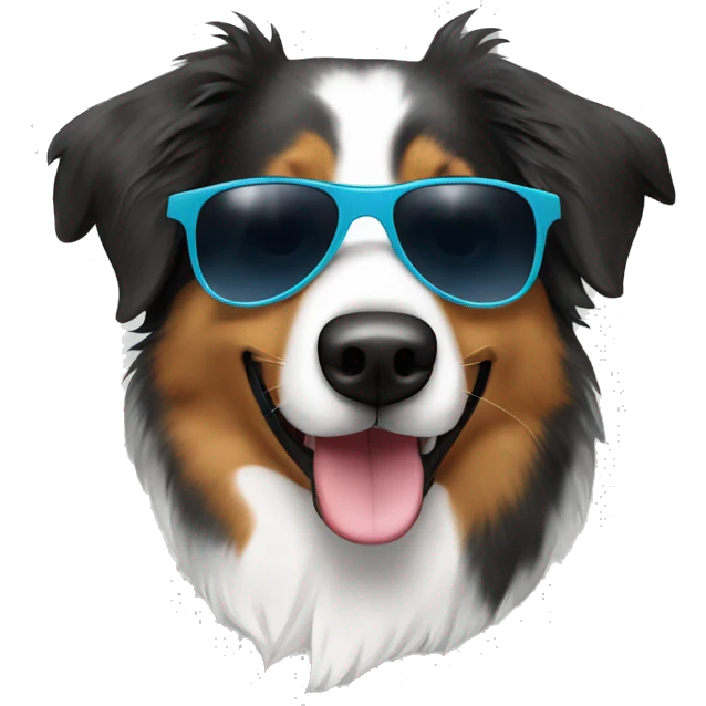 Australian shepherd with sunglasses emoji