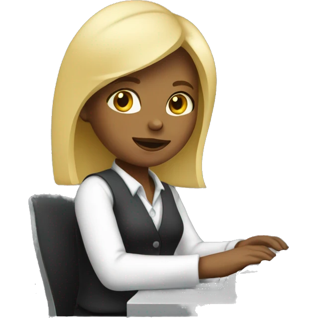 blond girl working in a computer emoji