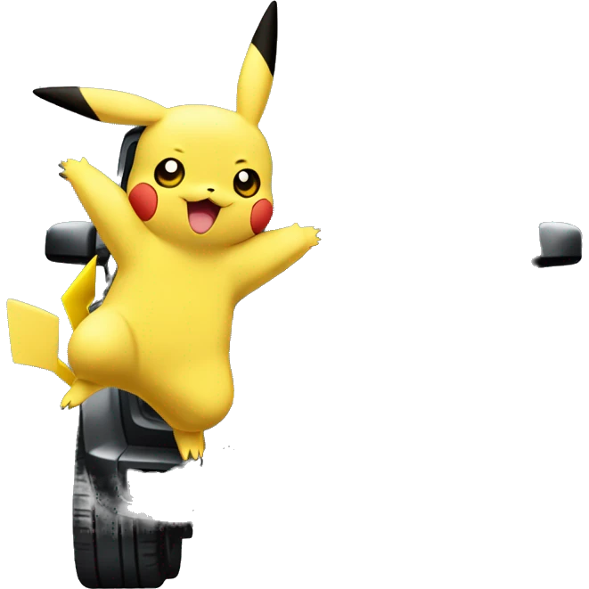 Pikachu wearing black adidas track suit next to a G wagon emoji