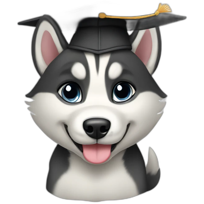 husky puppy in a mortarboard emoji