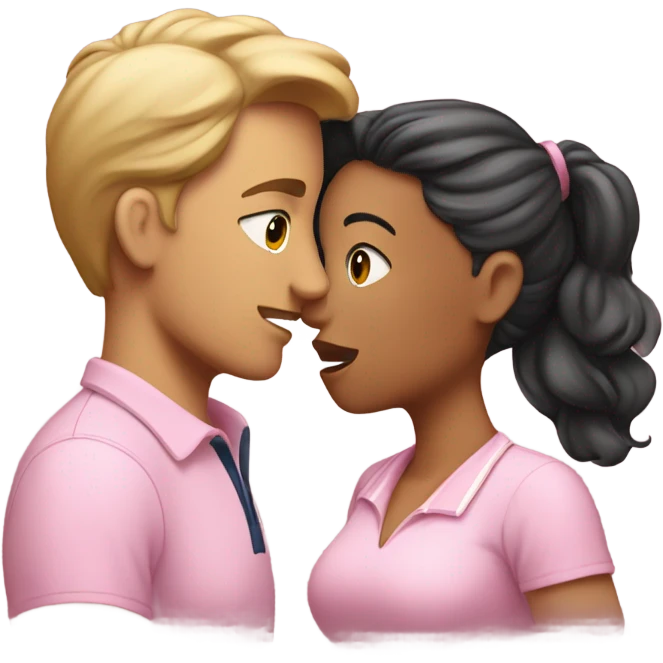 kissing couple: she has a soft pink bow and he has a polo emoji
