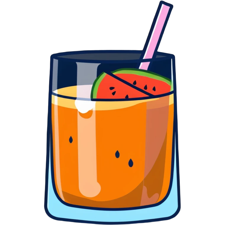 Spanish melón carajillo in a glass with ice, coffee, liquor, and fresh melon pieces emoji