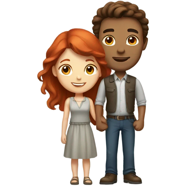 Brown hair man and red hair girl emoji