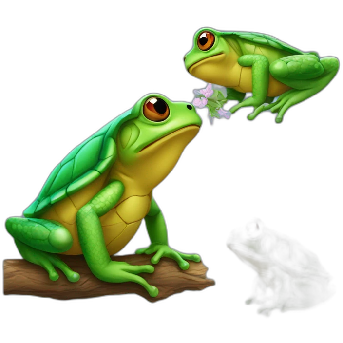 tortue kiss a frog emoji
