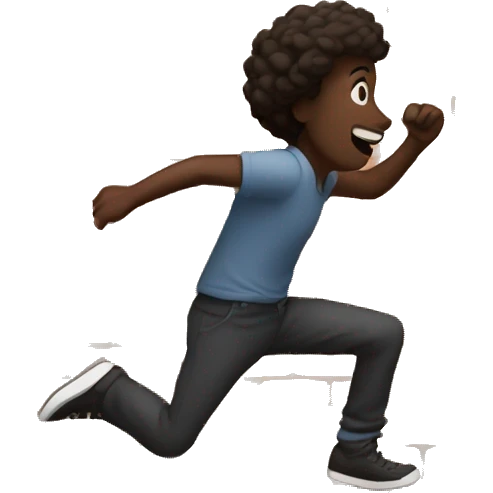 Dark skinned person jumping over a brick wall emoji