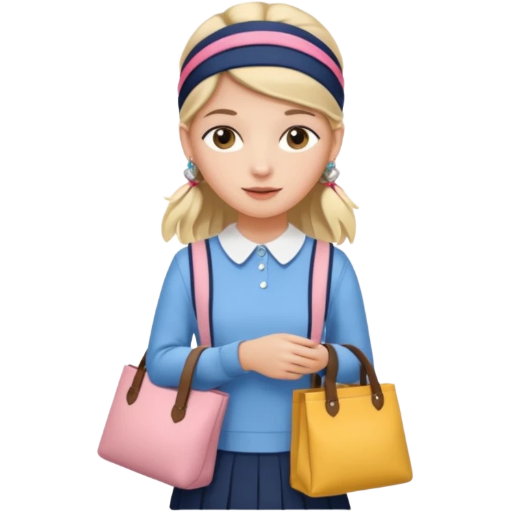 a girl with preppy stuff emoji