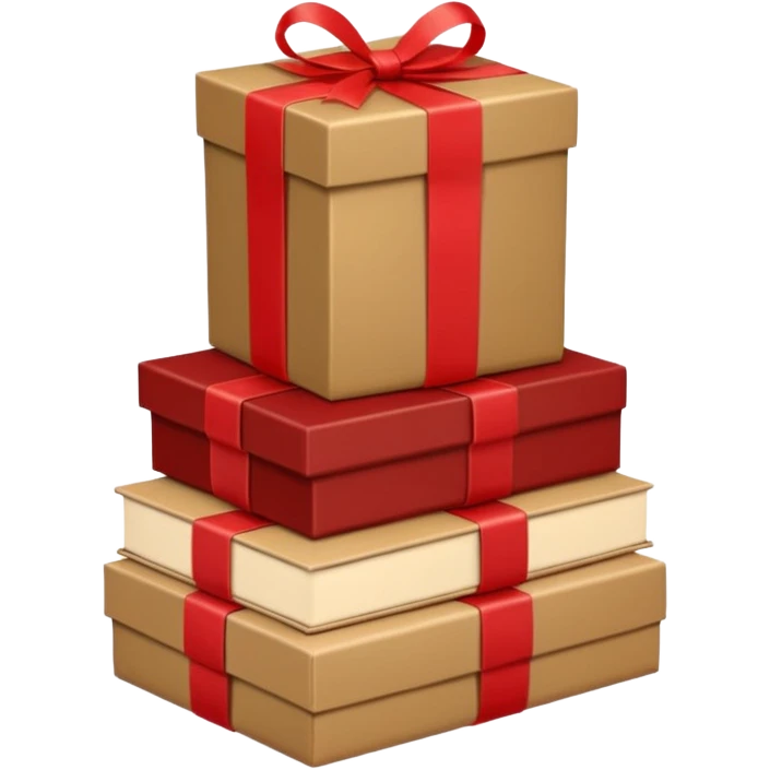stacks of beautiful beige gifts and brown books emoji